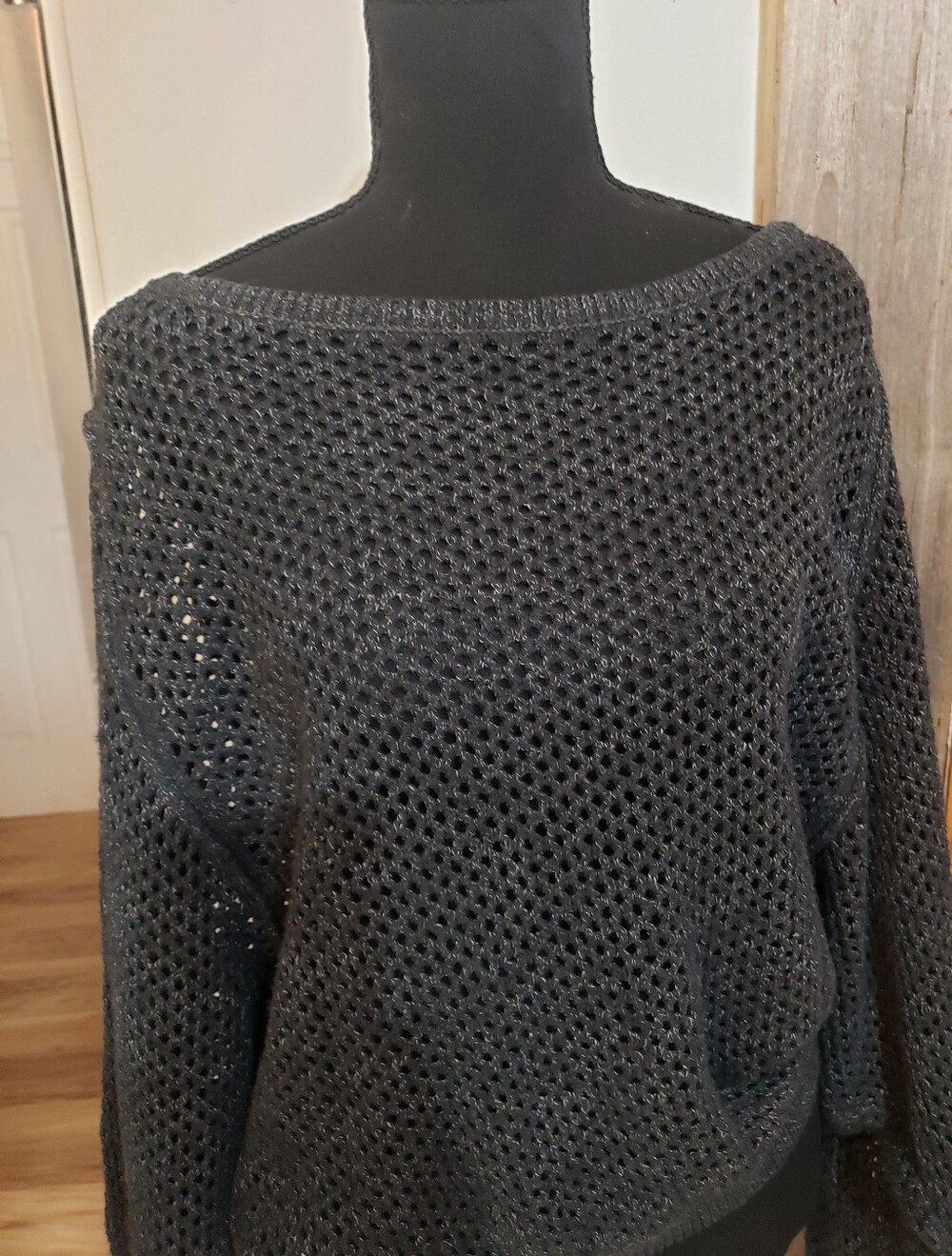 Pilcro By Anthropologie Gray XL Open Stitch Knitted Pullover Sweater